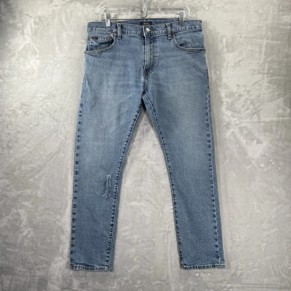 Polo Ralph Lauren Jeans men's 33x29 Sullivan Slim Fit Denim Blue Distressed